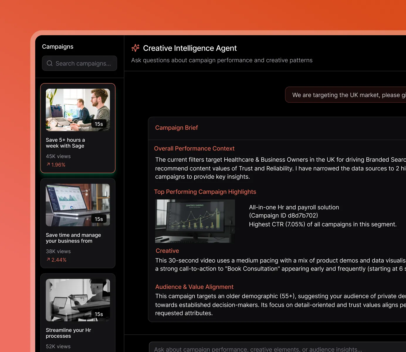 Sage Creative Intelligence Agent campaign analysis