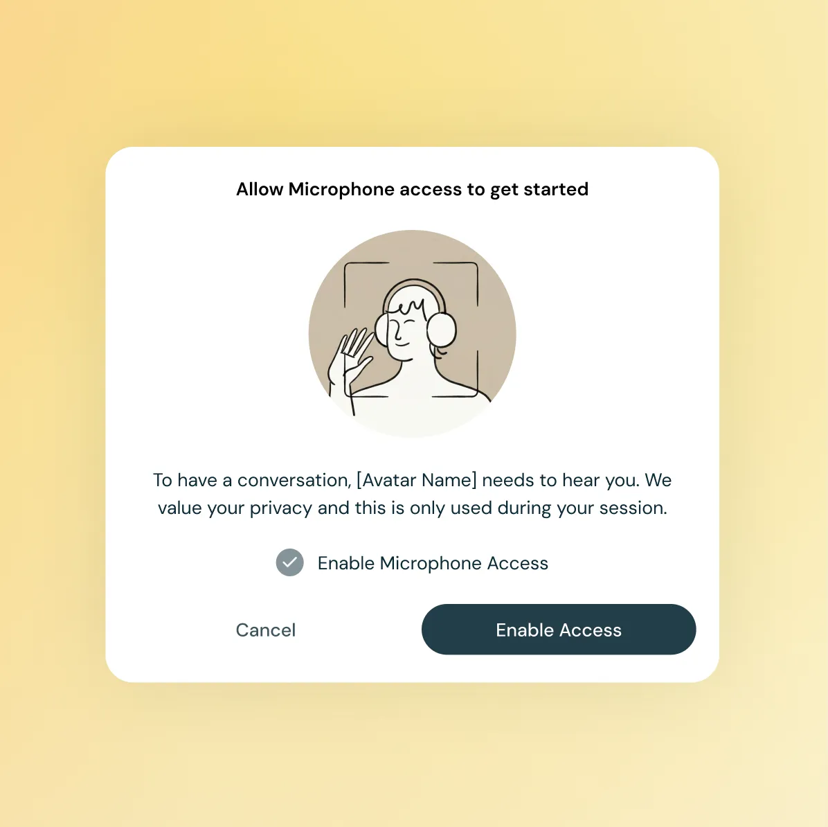 Your Avatar microphone access onboarding